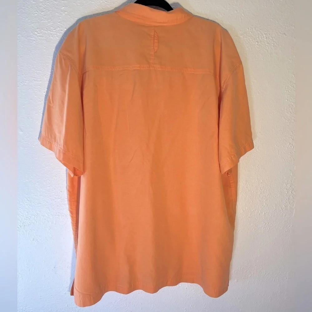 North Face Men's Orange Shirt Button Up Short Sleeve Outdoor Fishing Hiking XXL